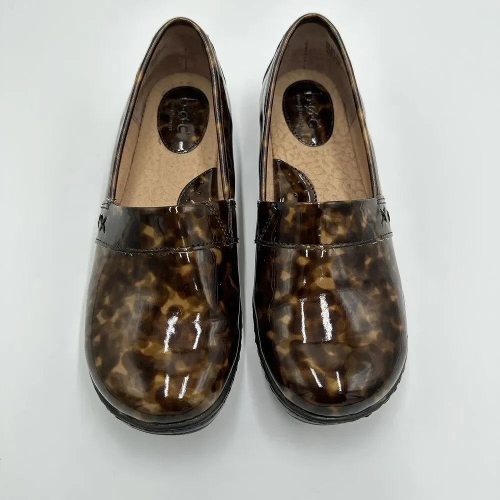 BOC Born Concept Clogs Womens 8 Slip On Shoes Brown Cheetah Patent Faux Leather - Picture 9 of 16